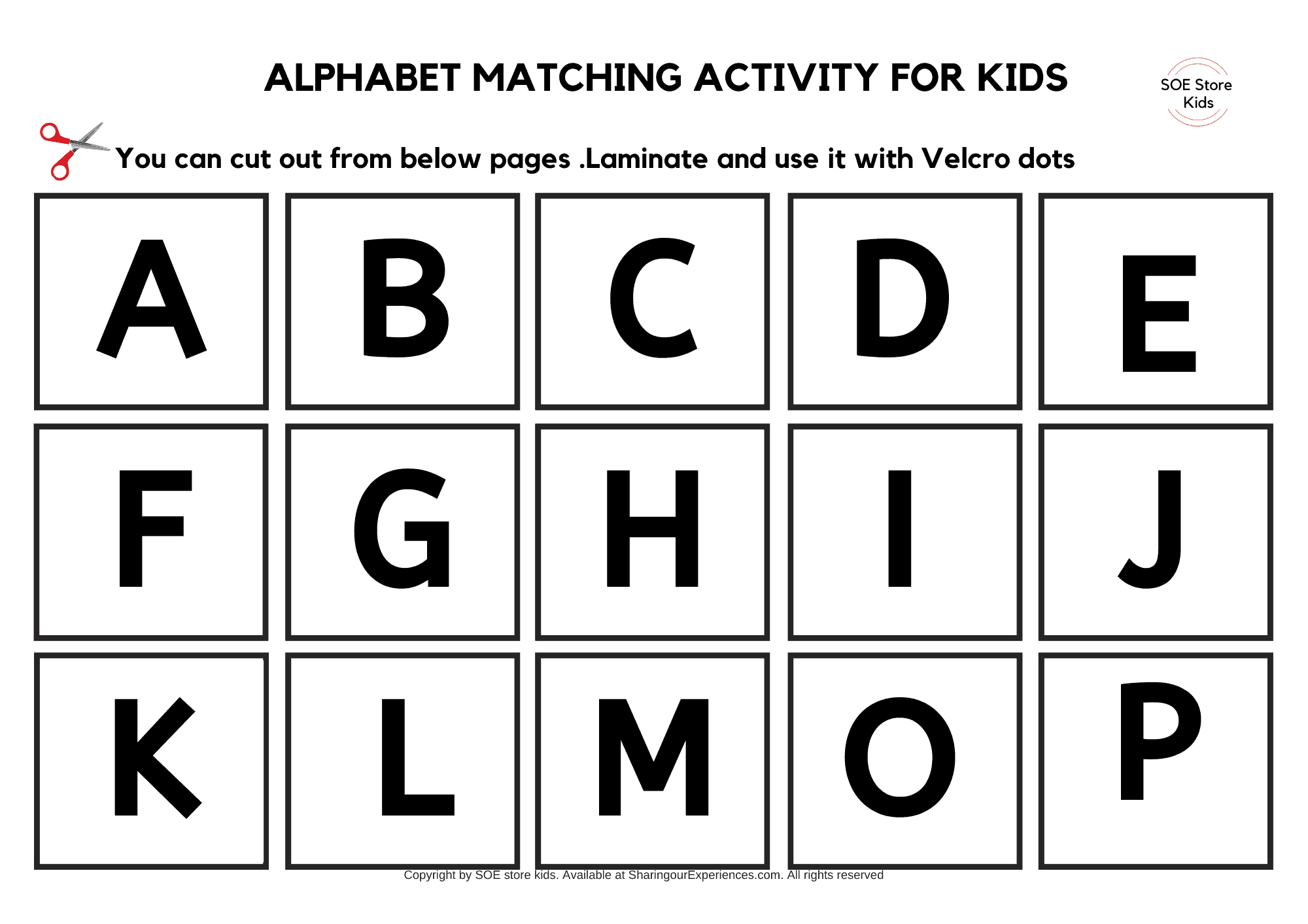 Free Printable Alphabet Matching Worksheets For Toddlers Upper Case 