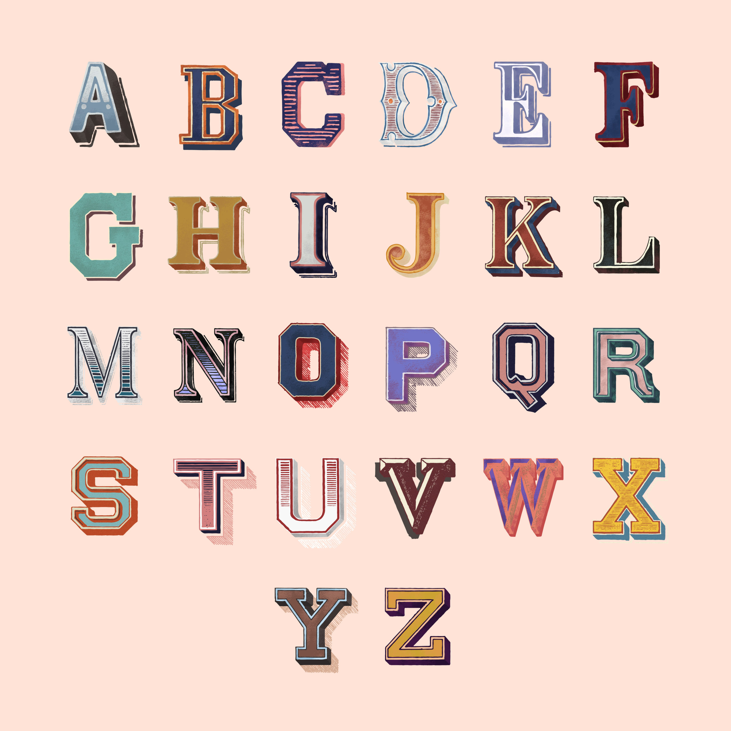 The Alphabet Set Of Capital Vintage Letters Download Free Vectors