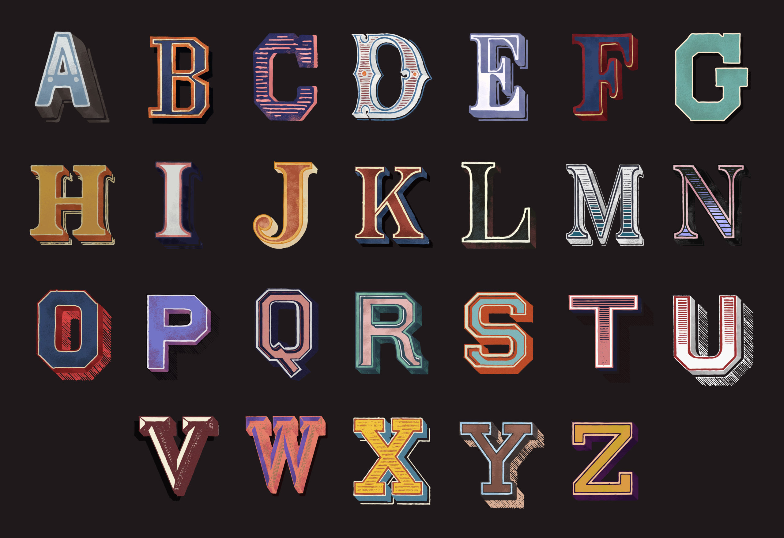 The Alphabet Set Of Capital Vintage Letters Download Free Vectors 