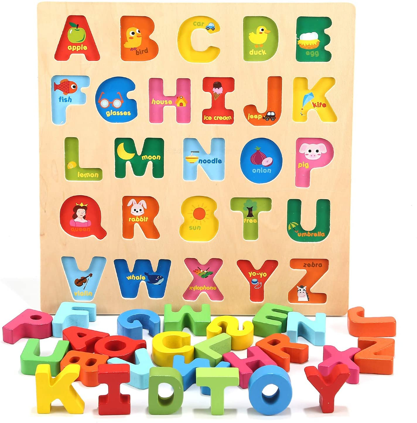 Wooden 26 Alphabet Letters ABC Puzzles Board For Toddlers 3 5 Years 