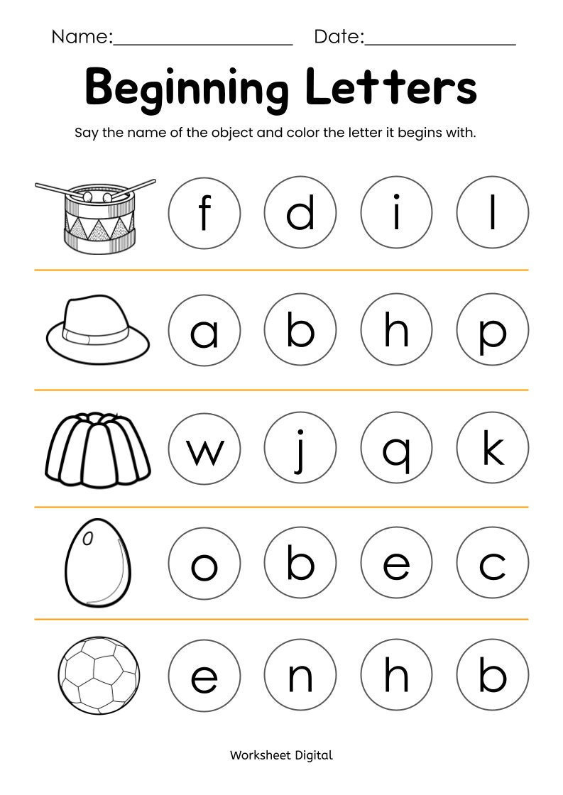 10 Printable Beginning Letters Worksheets For Kindergarten with Alphabet Activities Kindergarten Printable