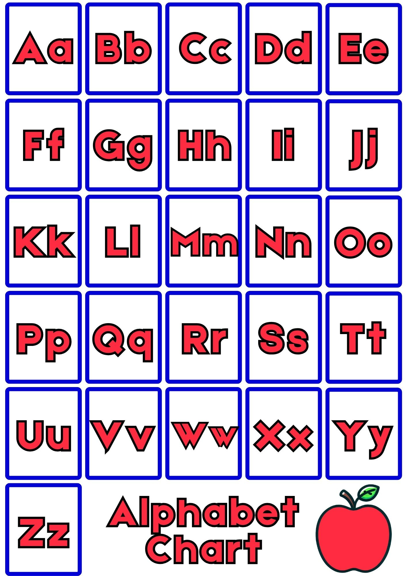 11 Free Printable Alphabet Charts - Teach Prints regarding Free Printable Alphabet Desk Chart