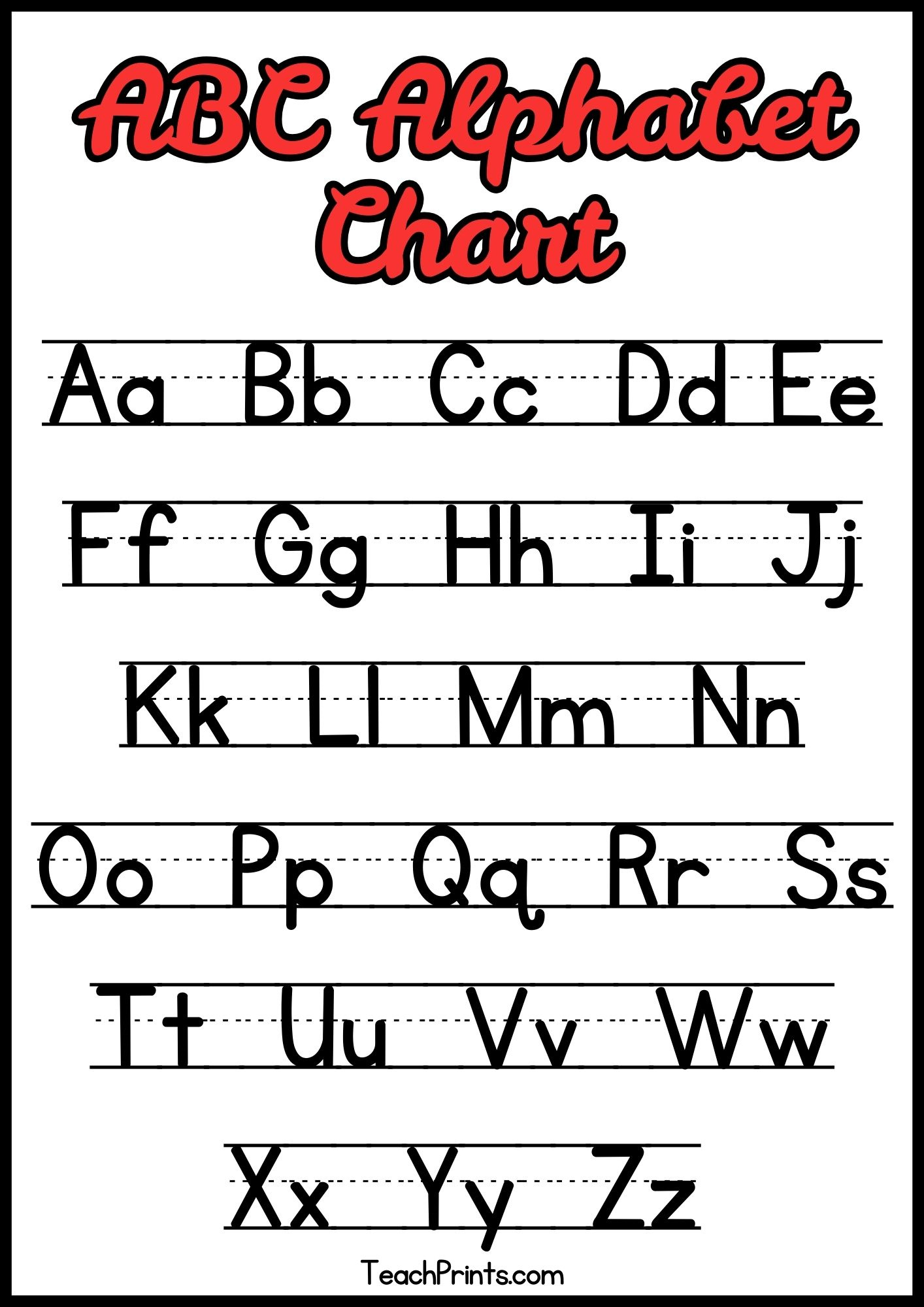 11 Free Printable Alphabet Charts - Teach Prints throughout Free Printable Manuscript Alphabet Chart
