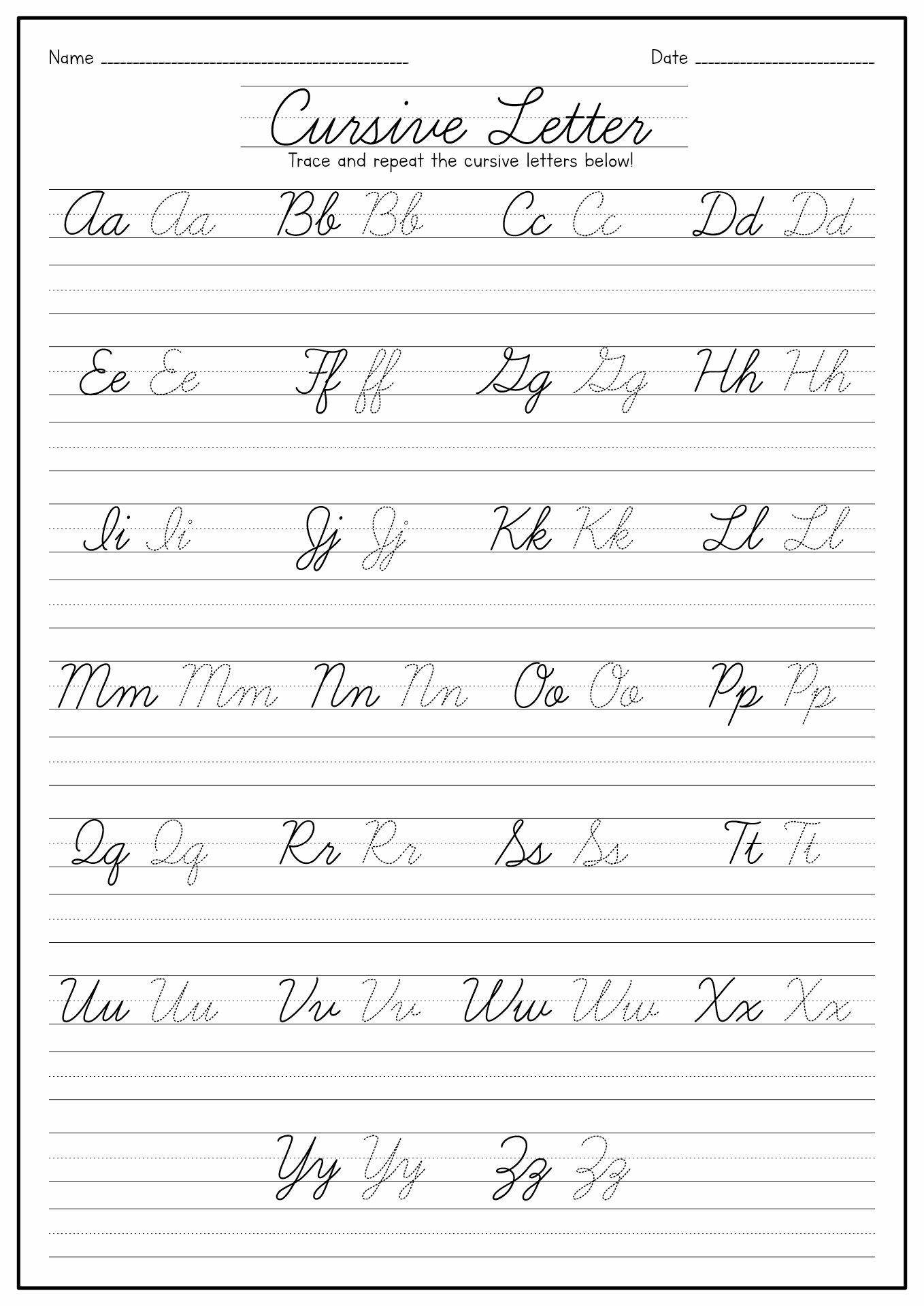 14 Cursive Tracing Words Worksheets in Tracing Cursive Alphabet Printable