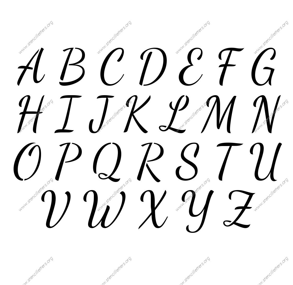 1950S Cursive Script Uppercase &amp;amp; Lowercase Letter Stencils A-Z 1/4 in Printable Cursive Alphabet Stencils