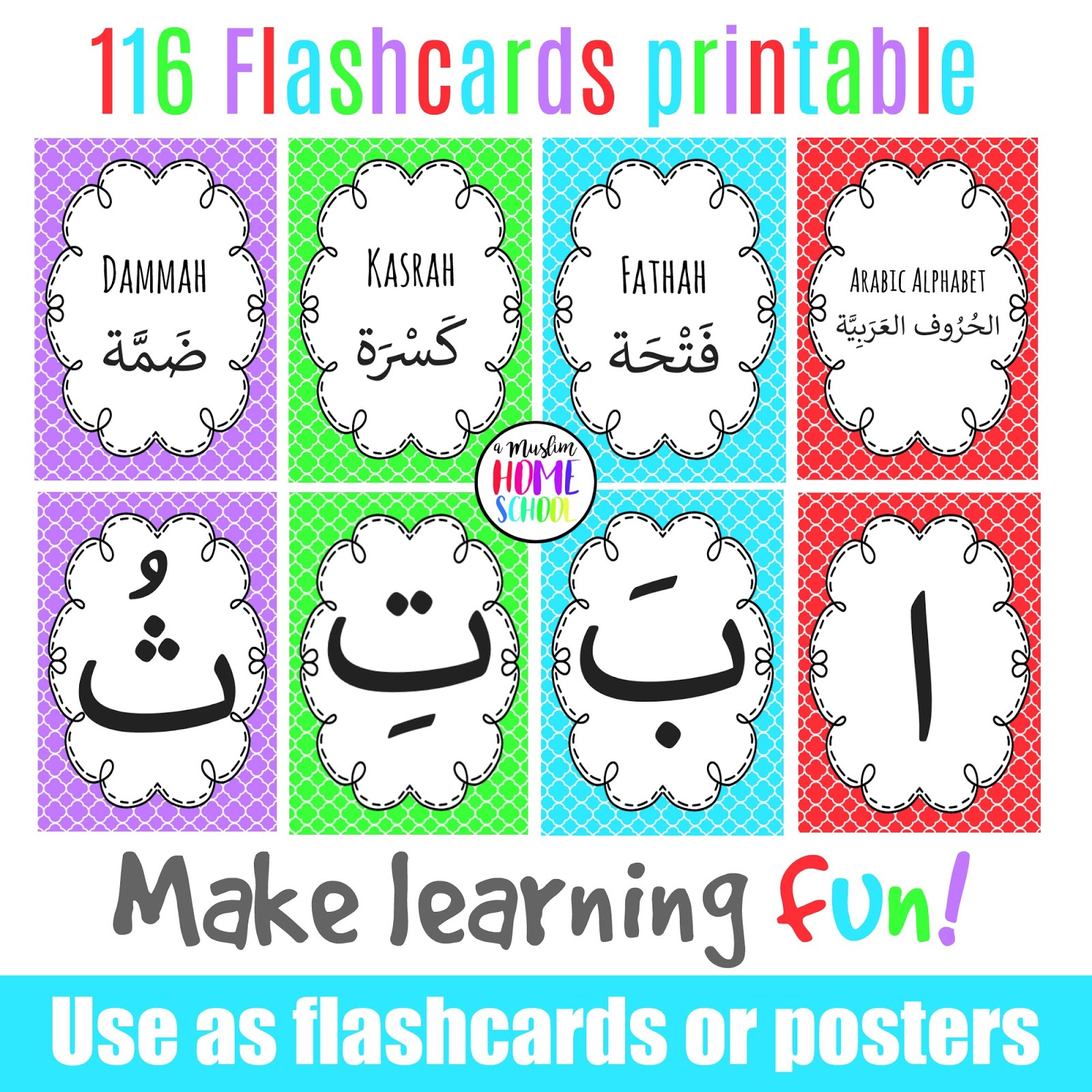 A Muslim Homeschool: Printable Arabic Alphabet Flashcard / Posters with Printable Arabic Alphabet Flash Cards