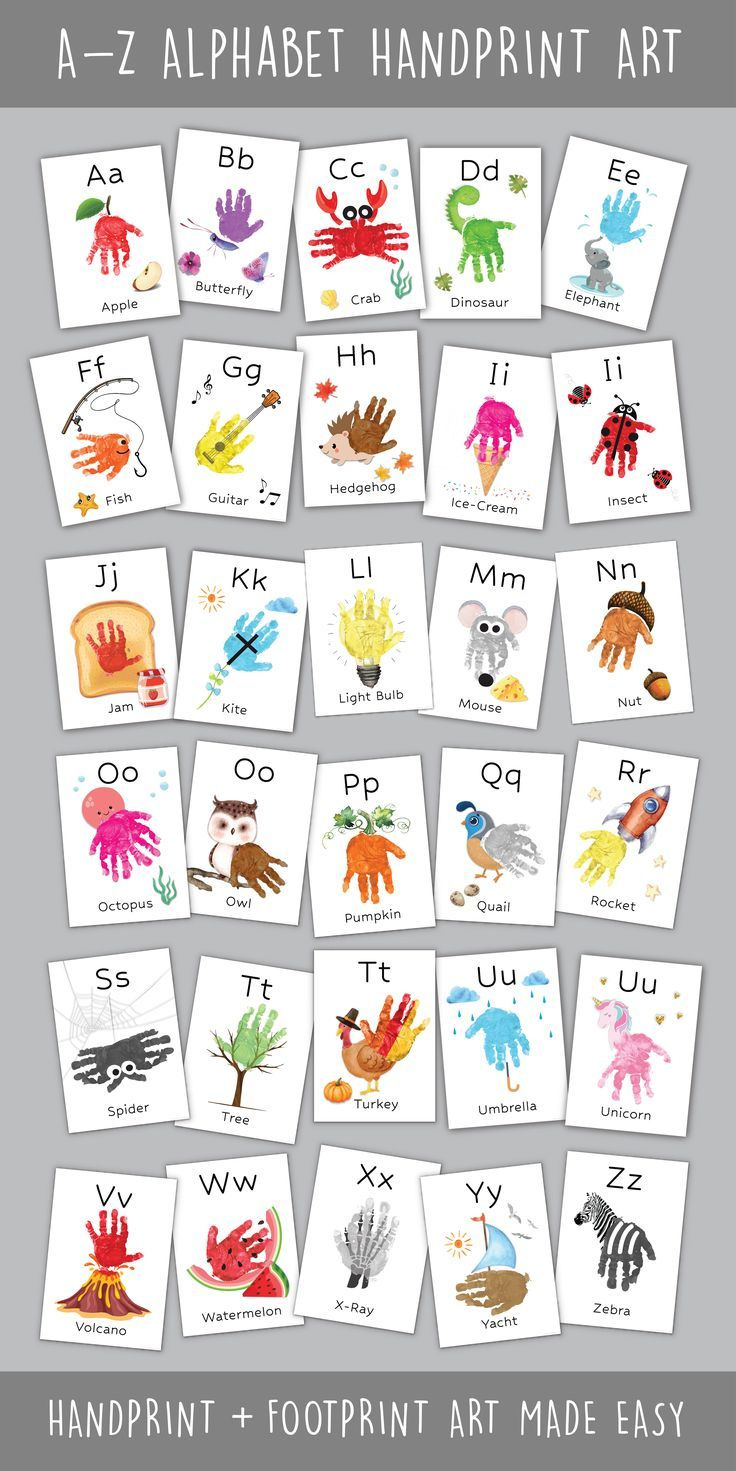 A-Z Abc Alphabet Handprint Art Craft Kids Pack Phonics Activity inside Handprint Alphabet Book Free Printable