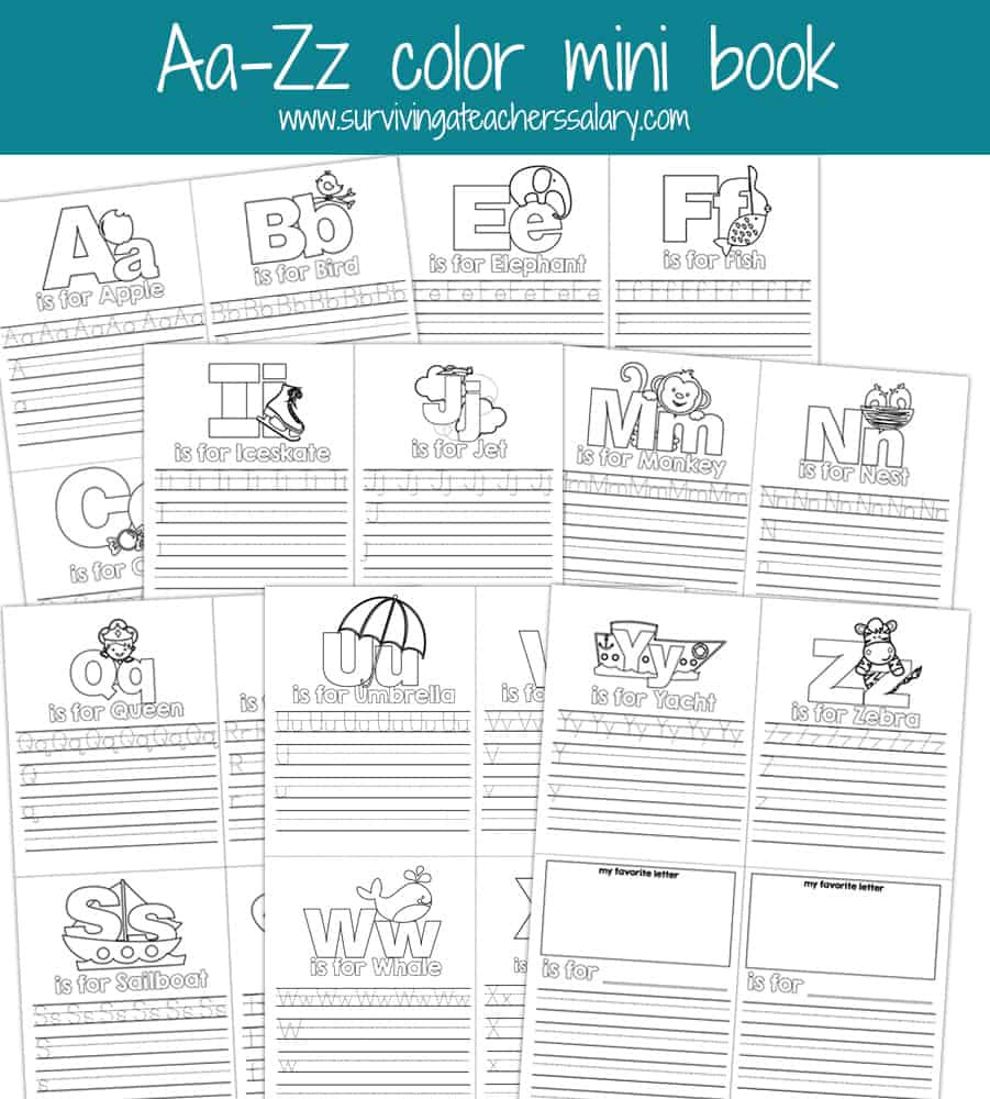 Aa-Zz Alphabet Letter Mini Color Book Practice Printable for Alphabet Mini Book Printable