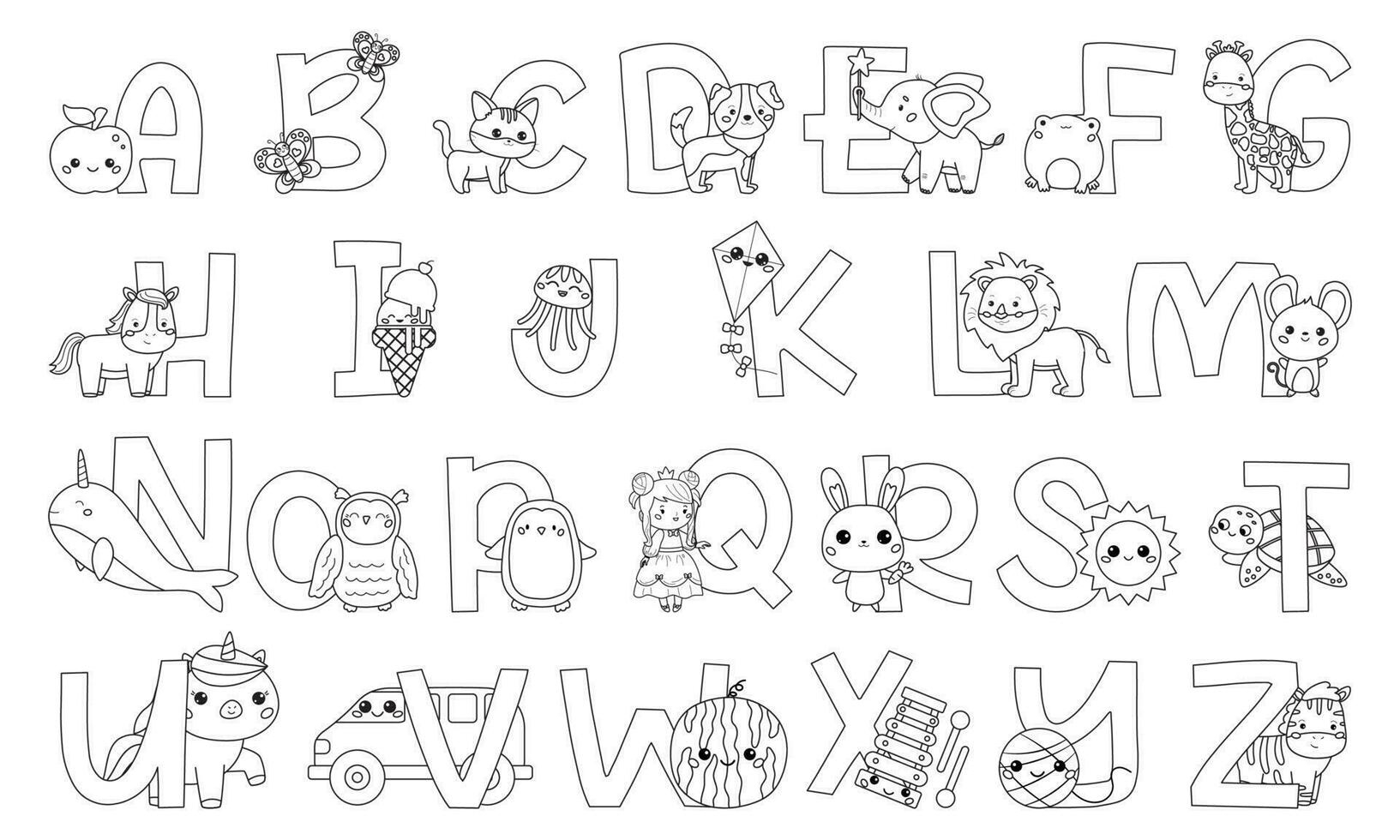 Abc Coloring Book Vector Art, Icons, And Graphics For Free Download within Animal Alphabet Coloring Book Printable