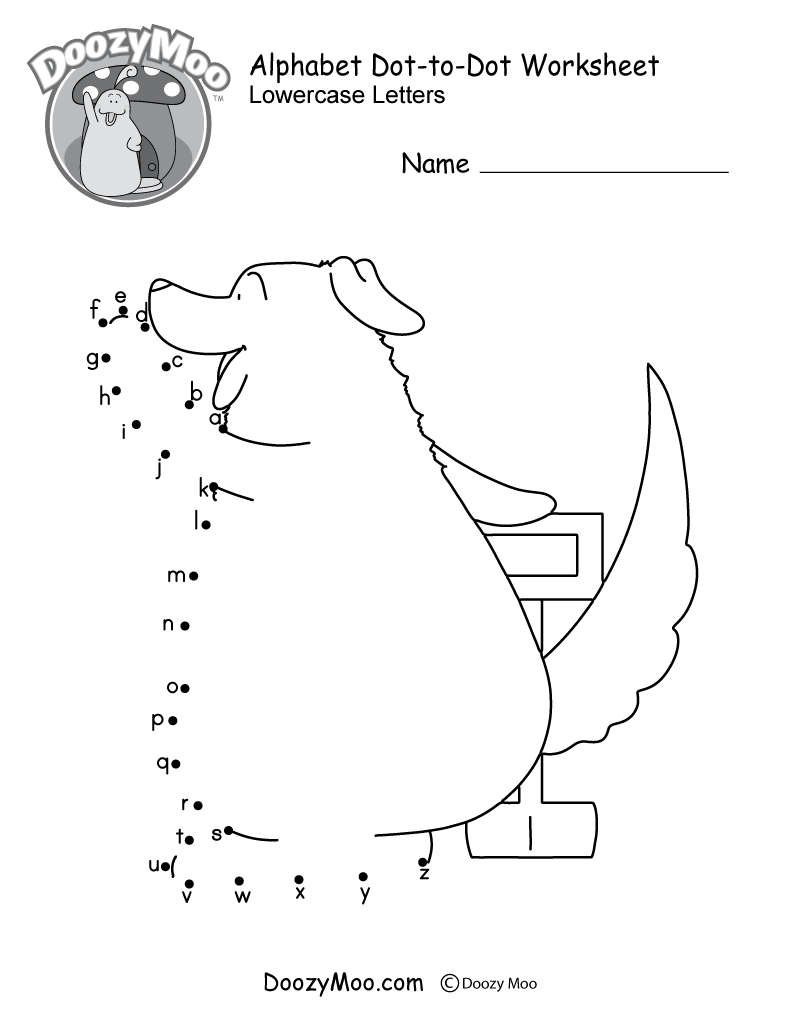 Abc Dot-To-Dot Worksheet (Free Printable) - Doozy Moo for Alphabet Dot to Dot Printable