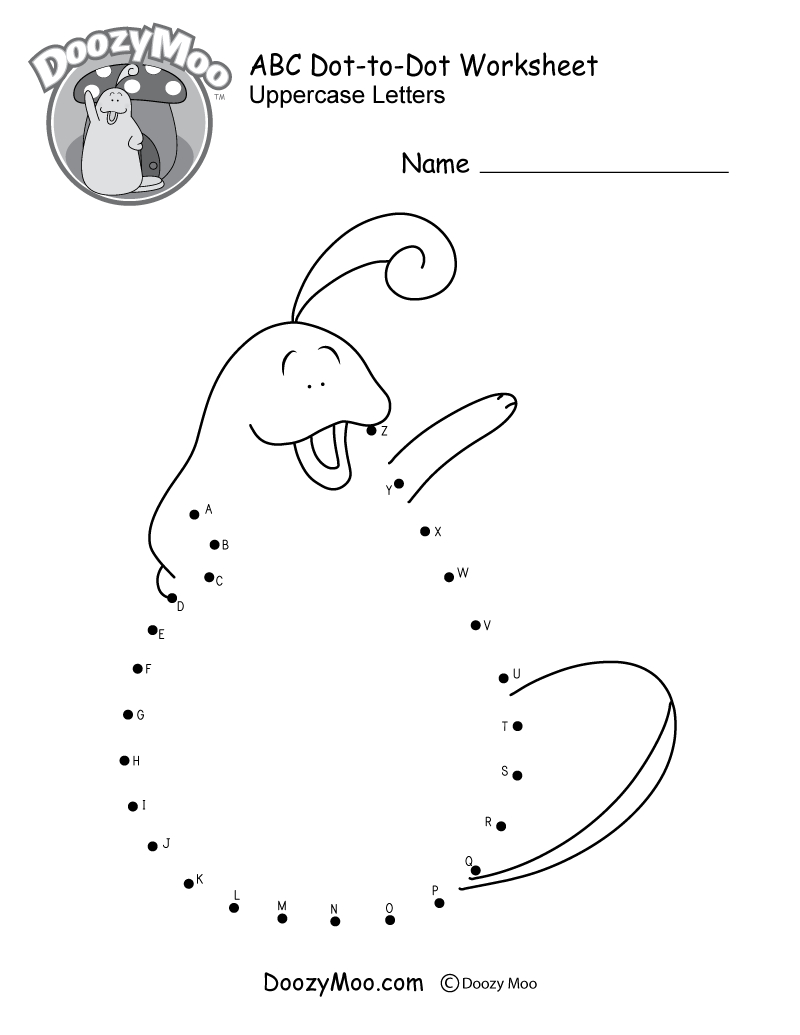 Abc Dot-To-Dot Worksheet (Free Printable) - Doozy Moo throughout Alphabet Dot to Dot Printable