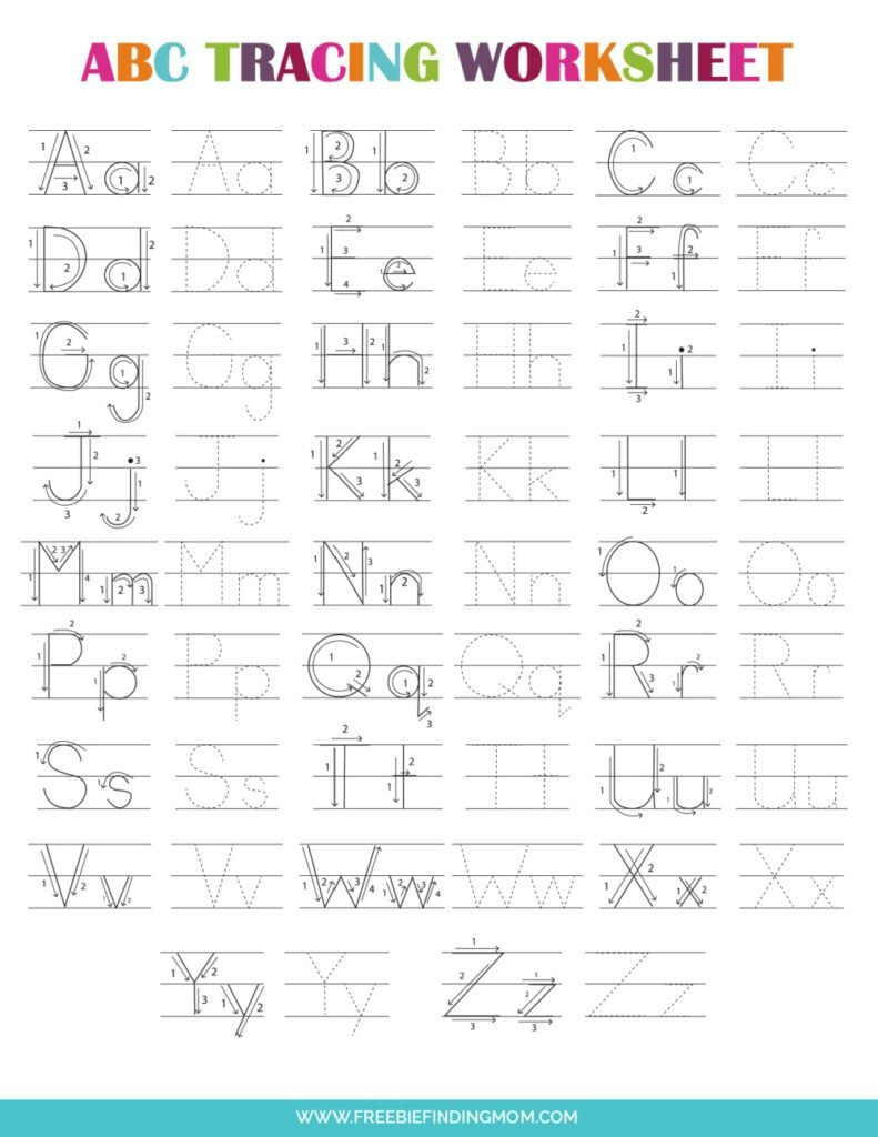 Abc Letters Printable Tracing Worksheets for Printable Alphabet Tracing Worksheets For