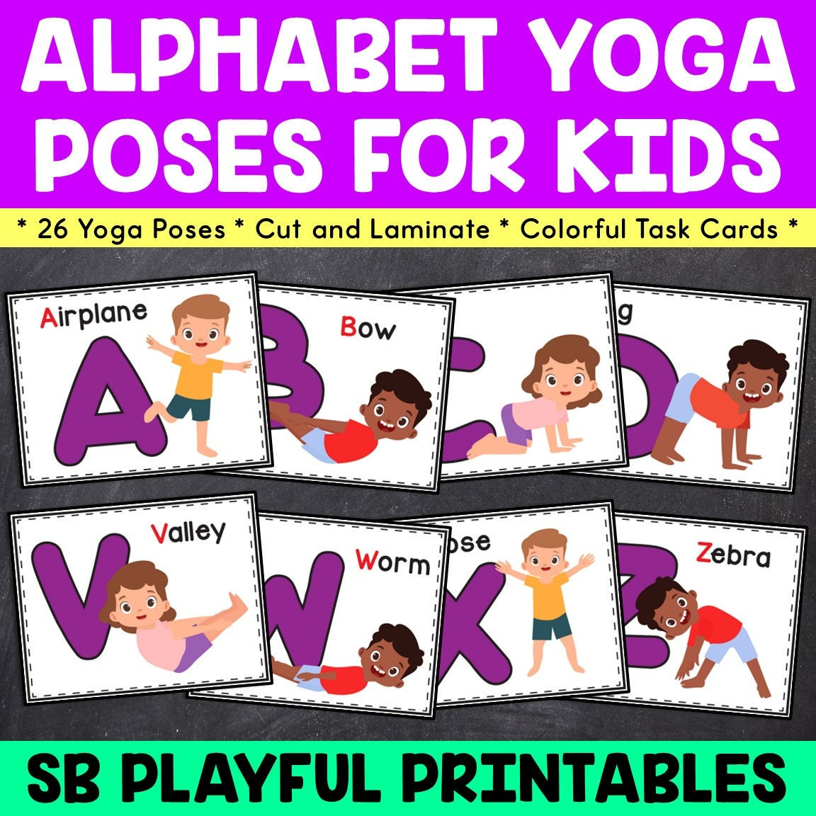 Alfabet Yoga Poses Printables Voor Kinderen, Yogaposters Voor in Printable Alphabet Yoga Cards