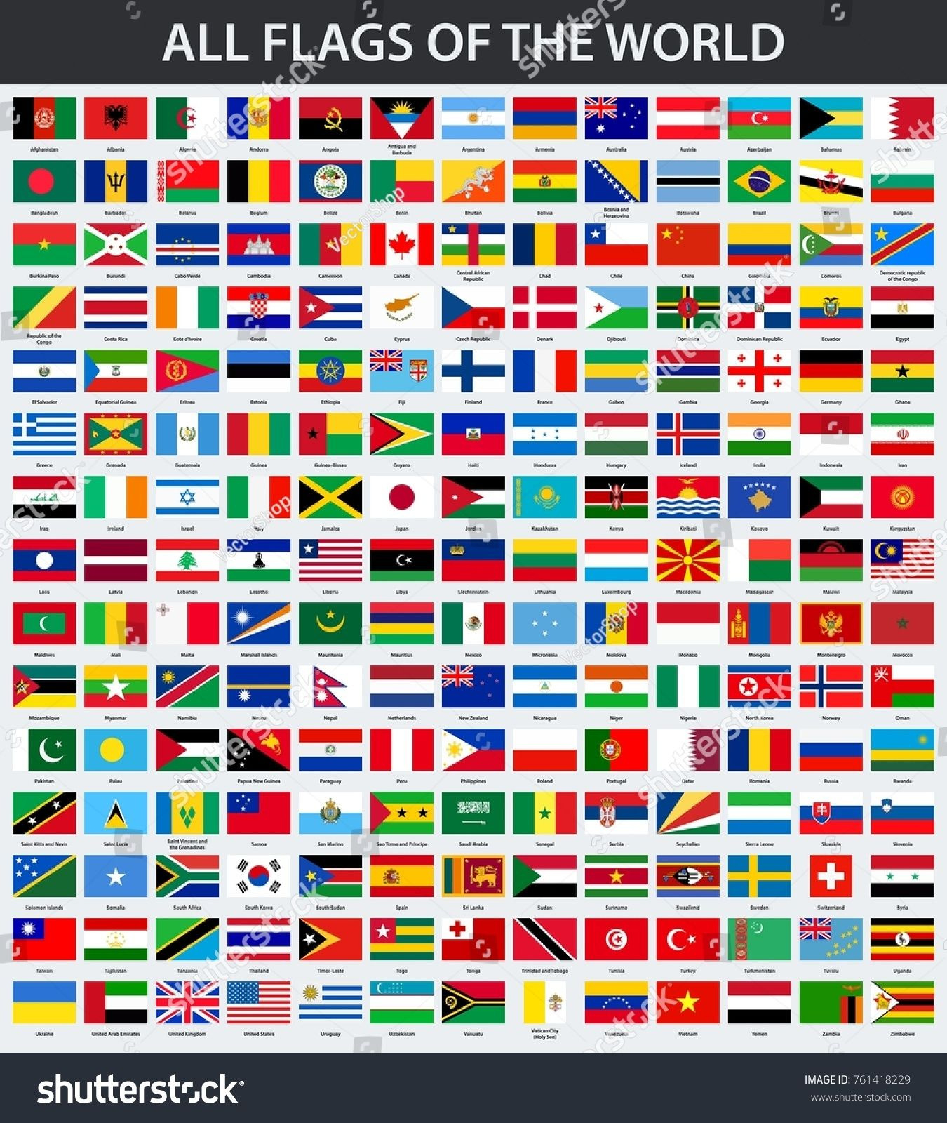 All Flags World Alphabetical Order Stock Vector (Royalty Free intended for Flags of the World with Names Alphabetically Printable