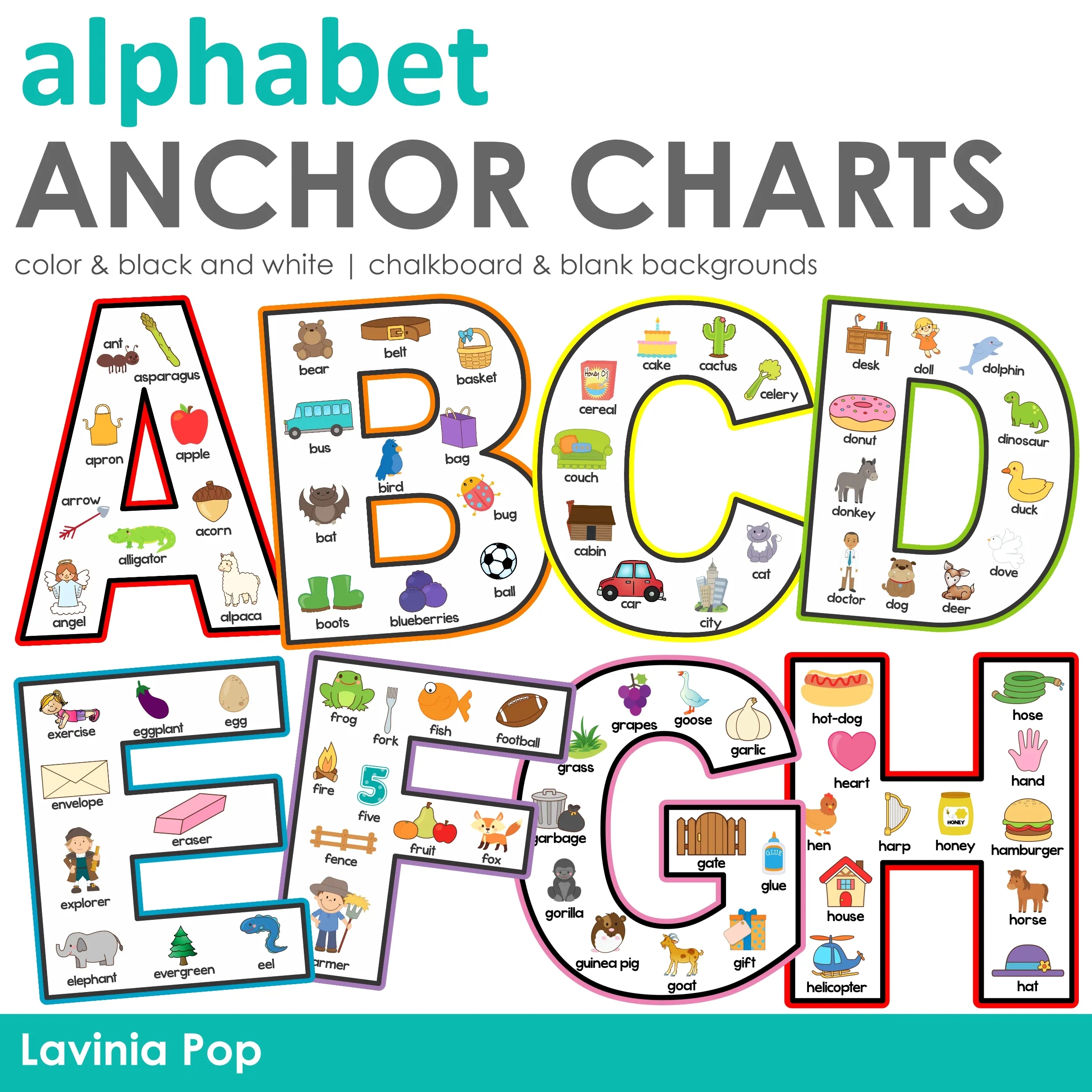 Alphabet Anchor Charts | Upper Case Letters for Printable Alphabet Anchor Chart