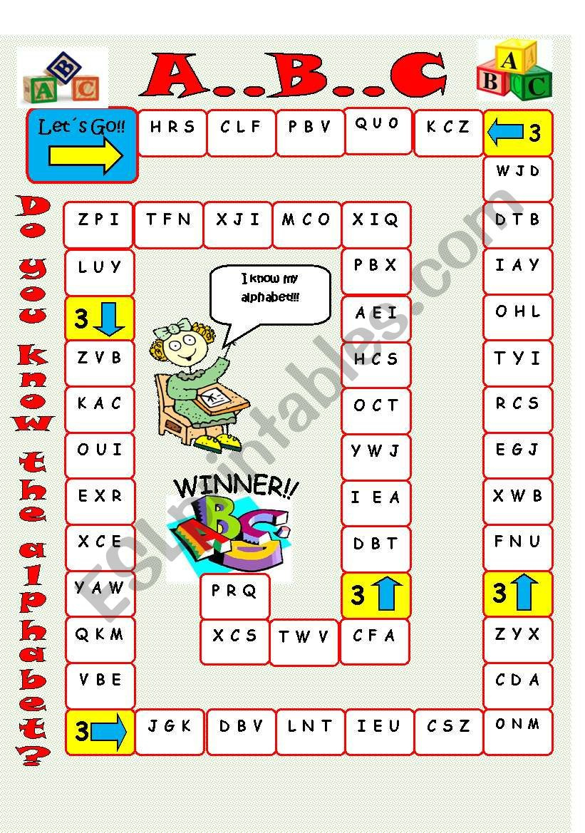 Alphabet Board Game - Esl Worksheetimelda inside Alphabet Board Game Printable