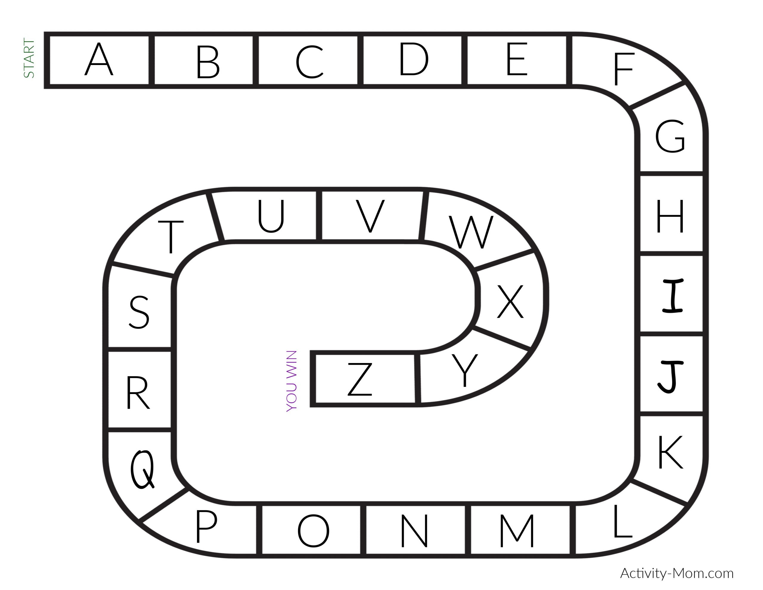 Alphabet Board Game (Printable) - The Activity Mom pertaining to Free Printable Alphabet Board Games