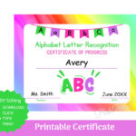 Alphabet Certificate Printable And Editable Certificates Classroom Inside I Know My Alphabet Certificate Free Printable