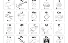 Alphabet Chart – A-Z W/ Examples, B&W – Free Reading Charts throughout Fundations Alphabet Chart Printable Free Download