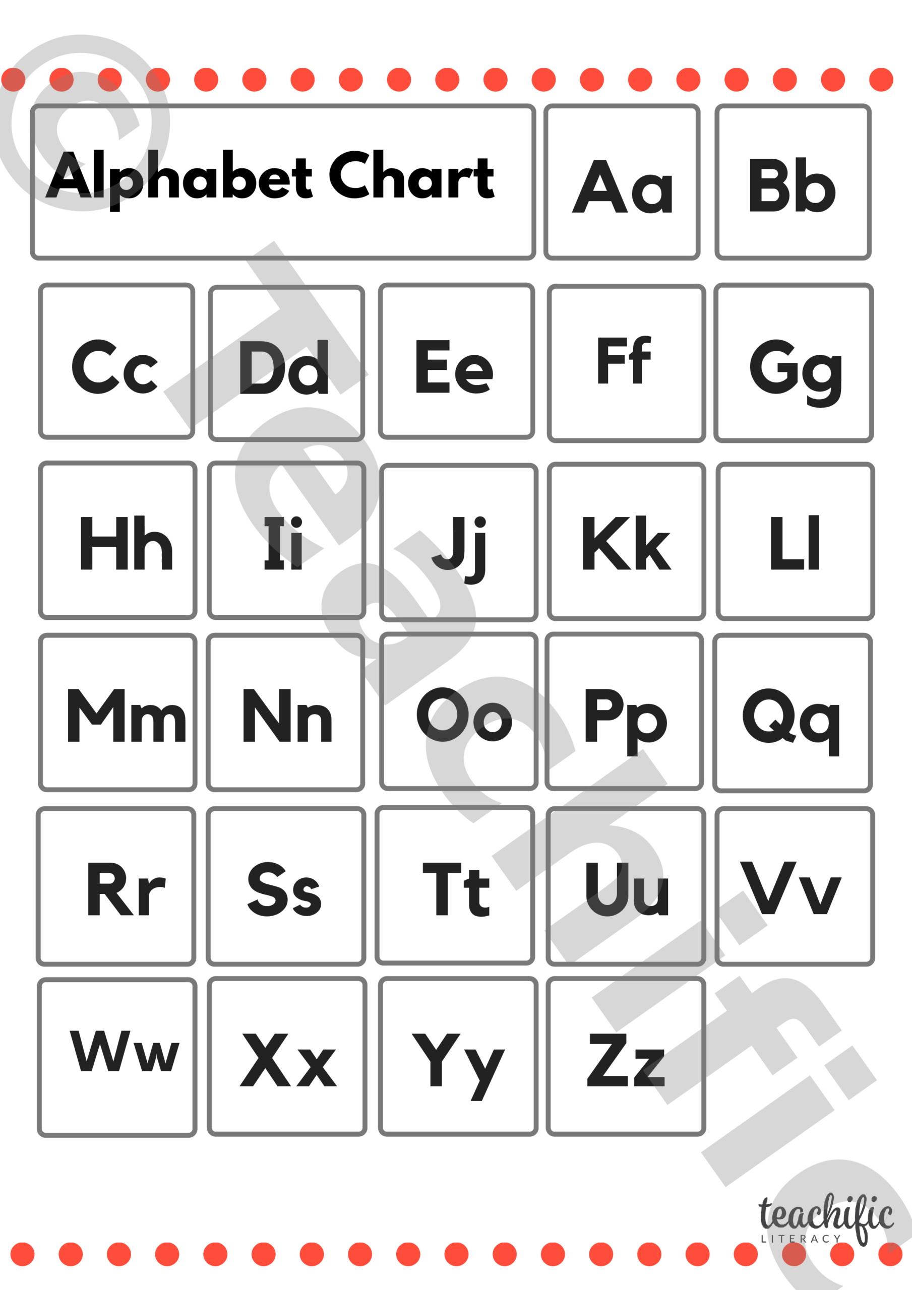 Alphabet Chart: Variation 2 | Teachific in Printable Upper And Lower Case Alphabet Chart