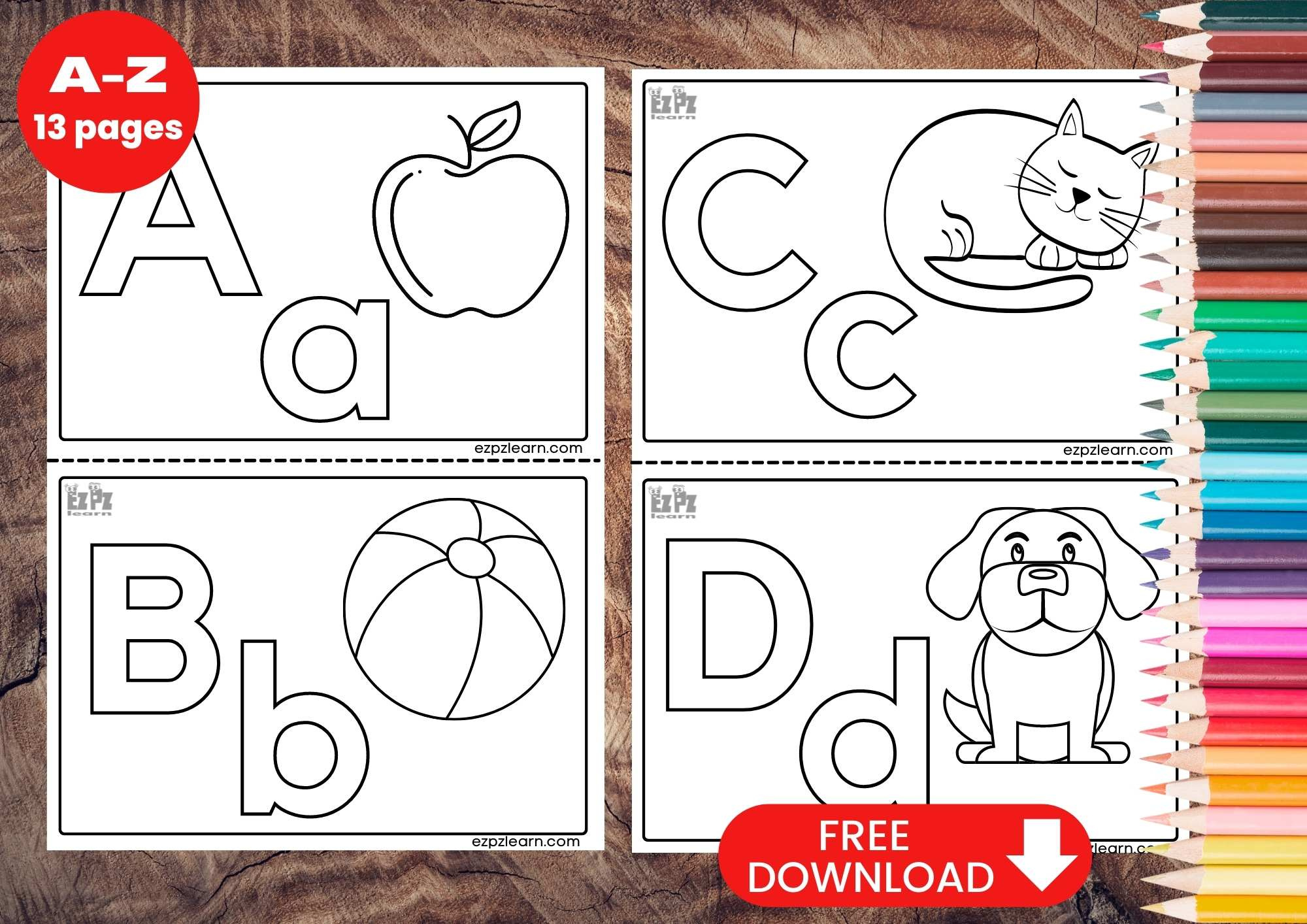 Alphabet Coloring Flashcards - Ezpzlearn for Free Printable Alphabet Flash Cards To Color