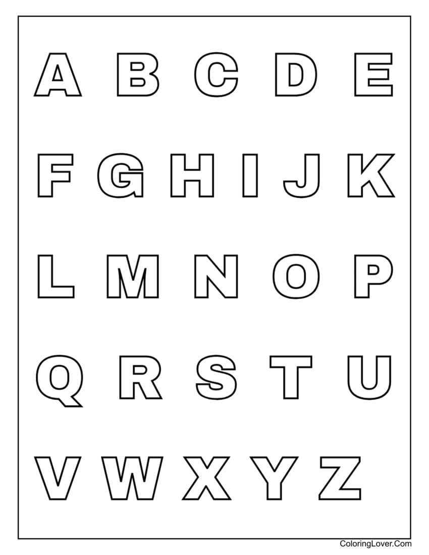 Alphabet Coloring Pages (Free Printable A-Z Letters In Pdf) for Free Printable Alphabet Letters To Color