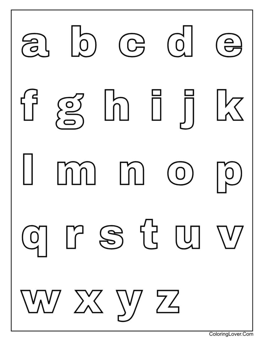 Alphabet Coloring Pages (Free Printable A-Z Letters In Pdf) with Lower Case Alphabet Coloring Pages Printable