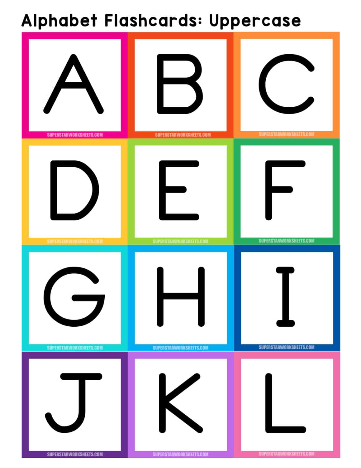 Alphabet Flashcards - Superstar Worksheets for Free Printable Alphabet Flashcards Upper and Lower Case