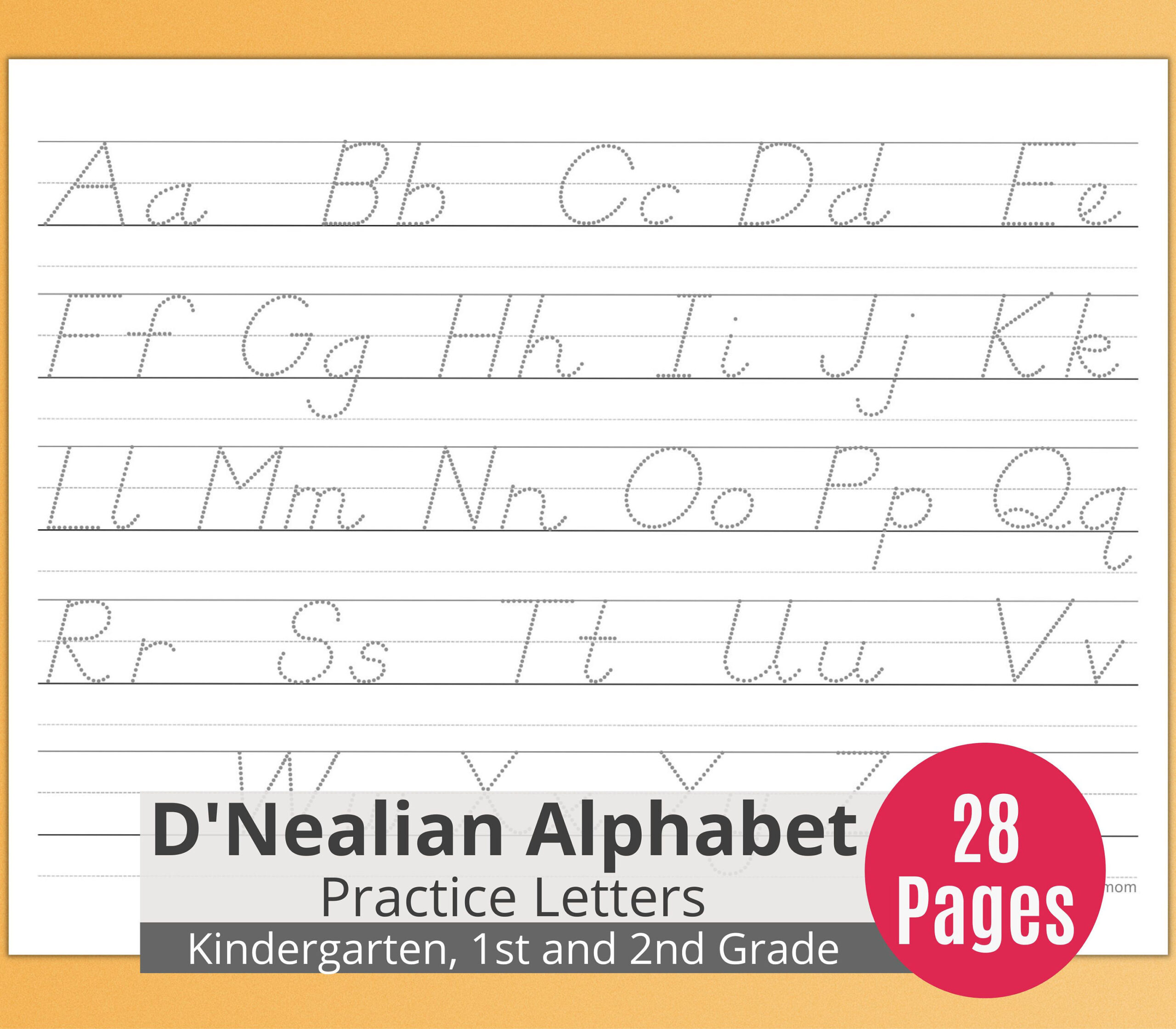 Alphabet Handwriting Practice For Kids, Printable Letter Tracing with D&amp;#039;Nealian Alphabet Printable