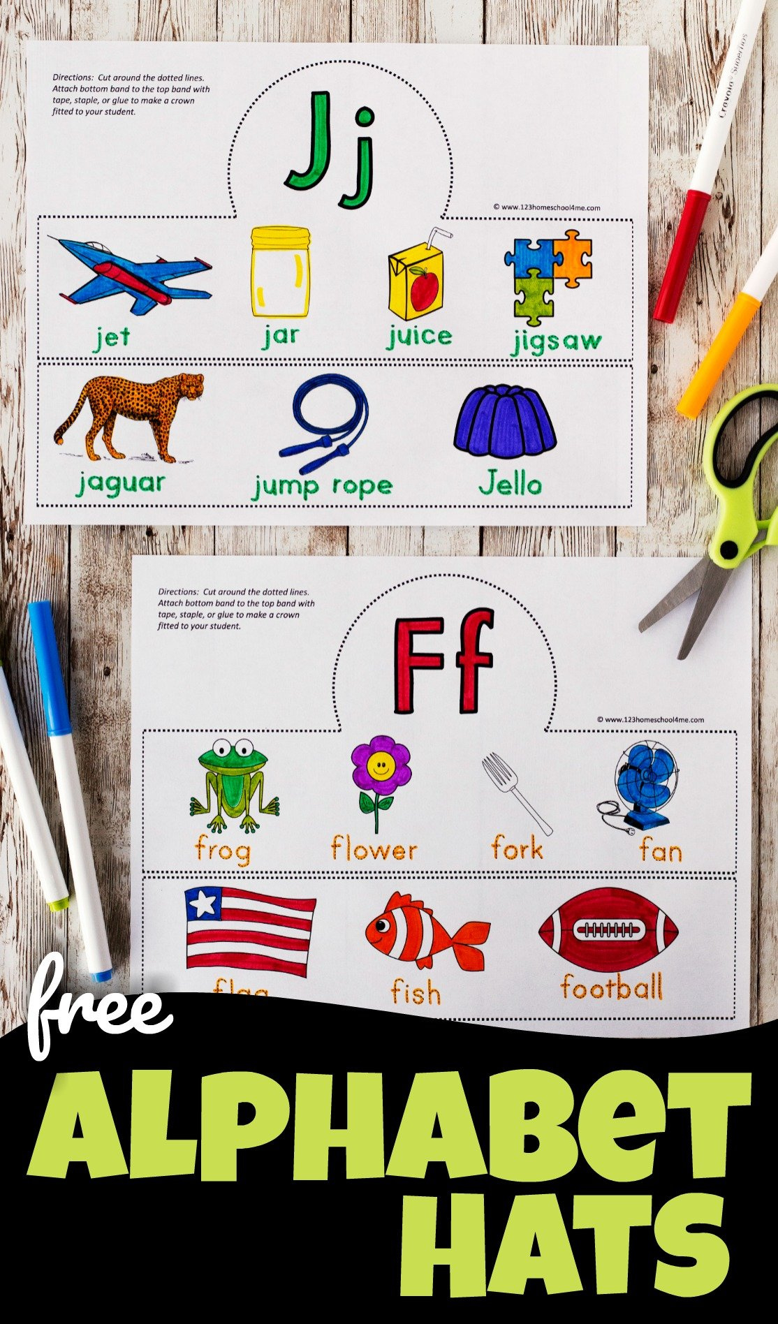 Alphabet Hats - 123 Homeschool 4 Me pertaining to Free Alphabet Hats Printable