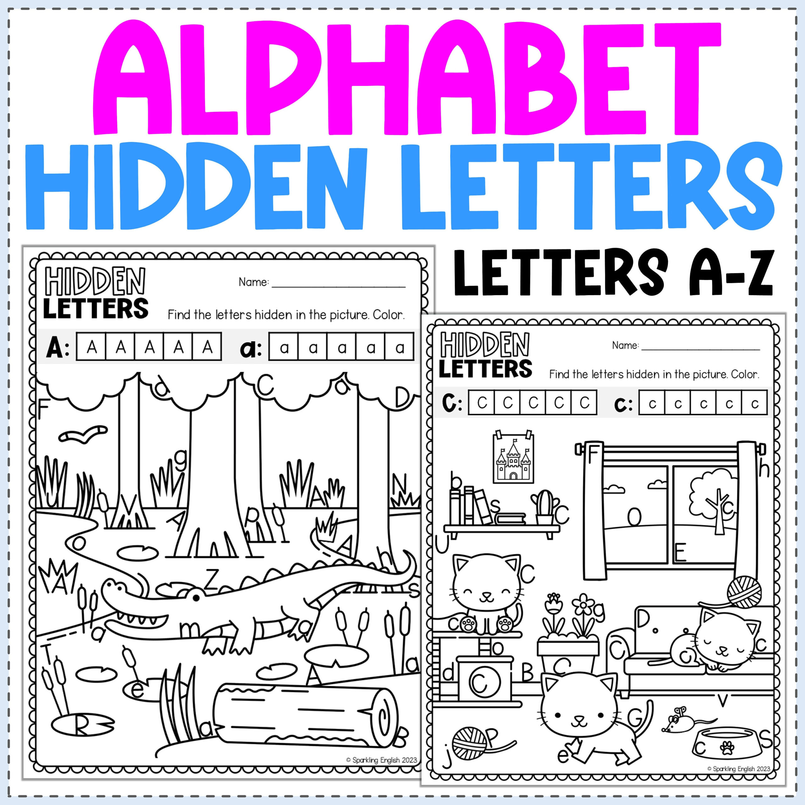 Alphabet Hidden Letters Pictures A To Z Fun Letter Recognition for Printable Hidden Alphabet Worksheet