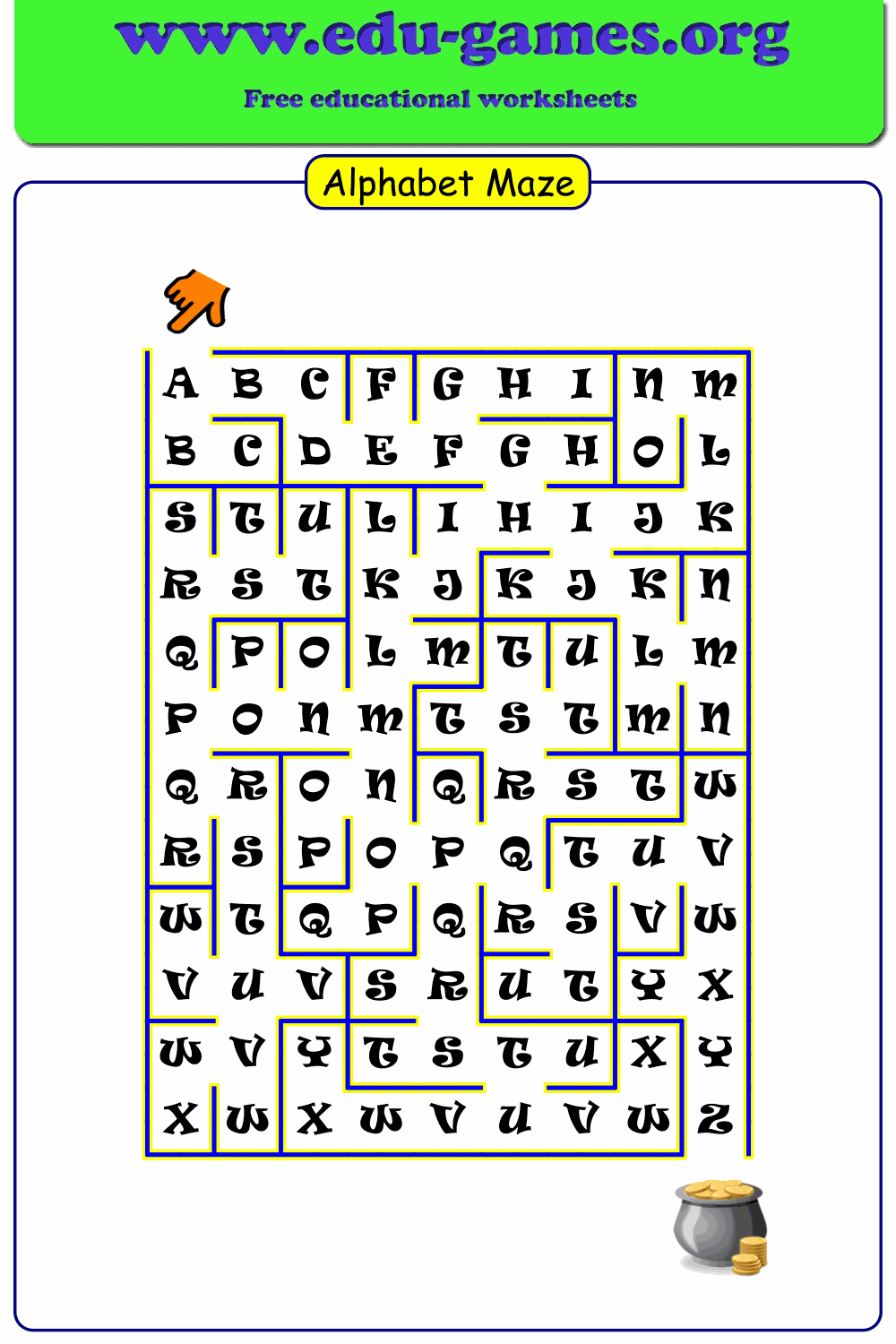 Alphabet Maze Generator | Free Worksheets And Templates in Alphabet Maze Free Printable