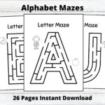 Alphabet Maze Worksheets Printable Instant Download   Etsy In A To Z Alphabet Maze Printable