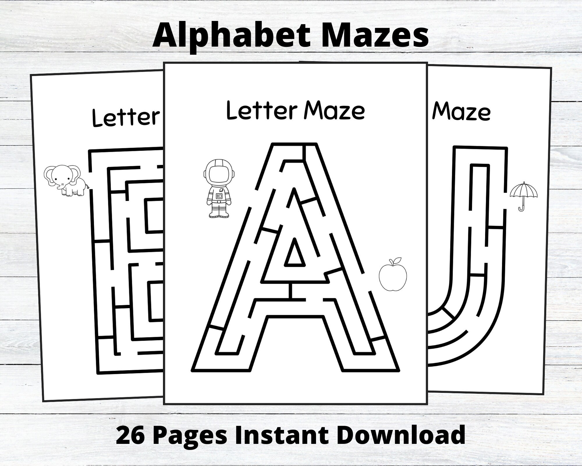 Alphabet Maze Worksheets Printable Instant Download - Etsy in A To Z Alphabet Maze Printable