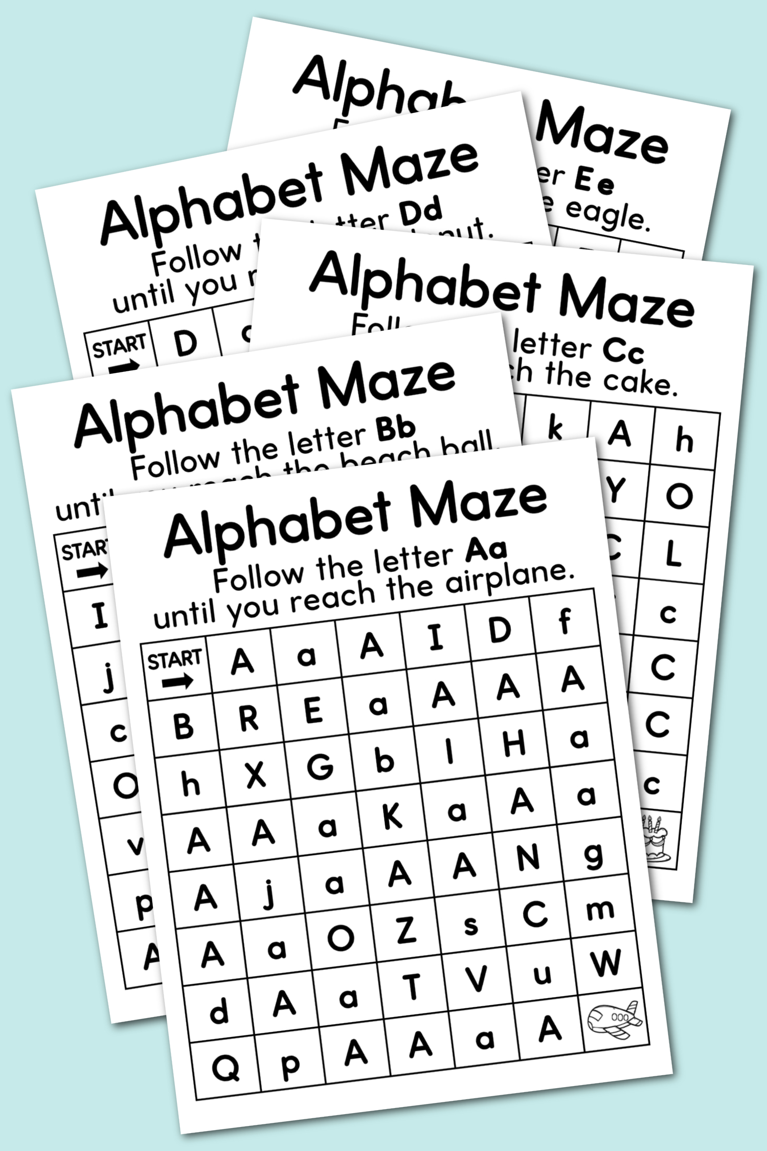 Alphabet Mazes Free Printable - Kara Creates for A to Z Alphabet Maze Printable