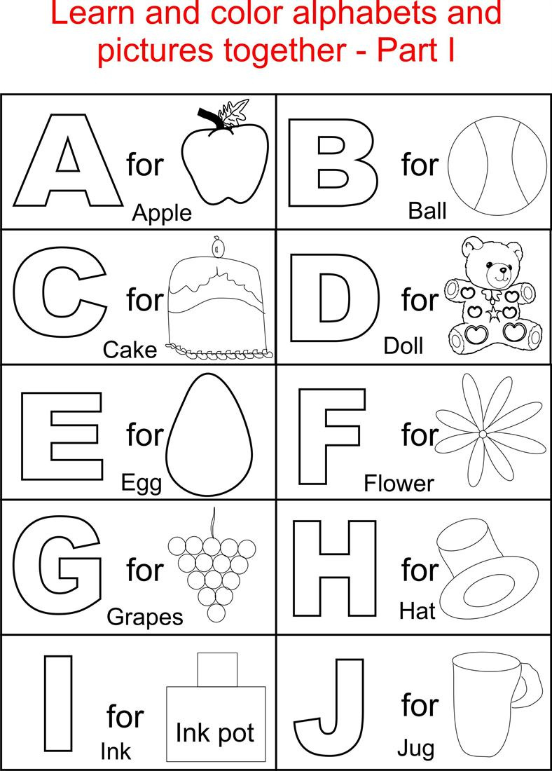 Alphabet Part I Coloring Printable Page For Kids intended for Alphabet Printable to Color