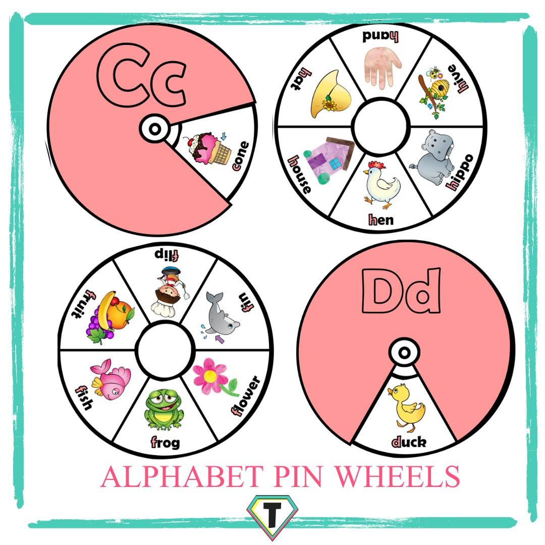 Alphabet Pin Wheels - The Teacher Hero inside Free Printable Alphabet Wheels