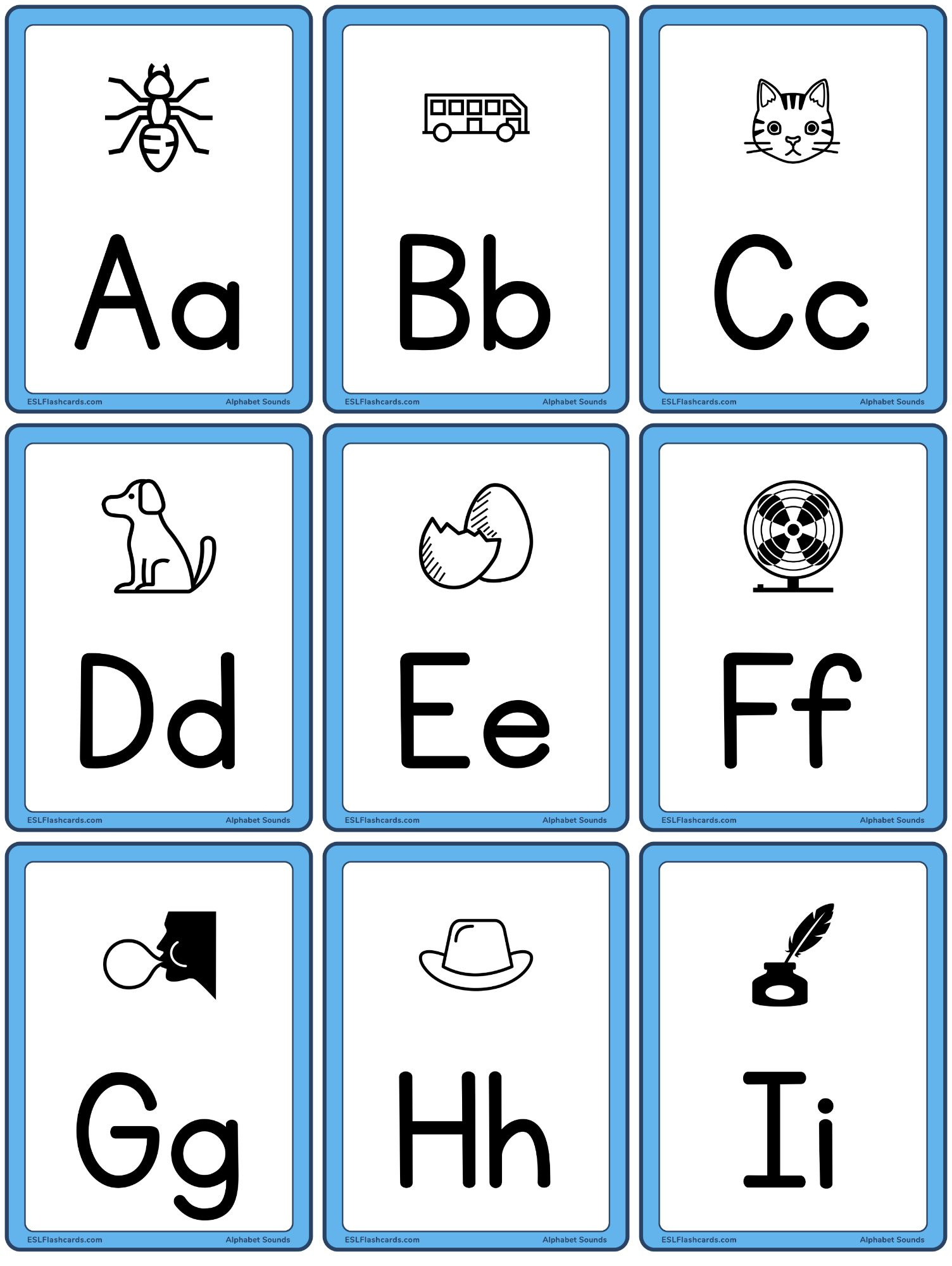 Alphabet Sounds – Esl Flashcards pertaining to Alphabet and Sounds Printable