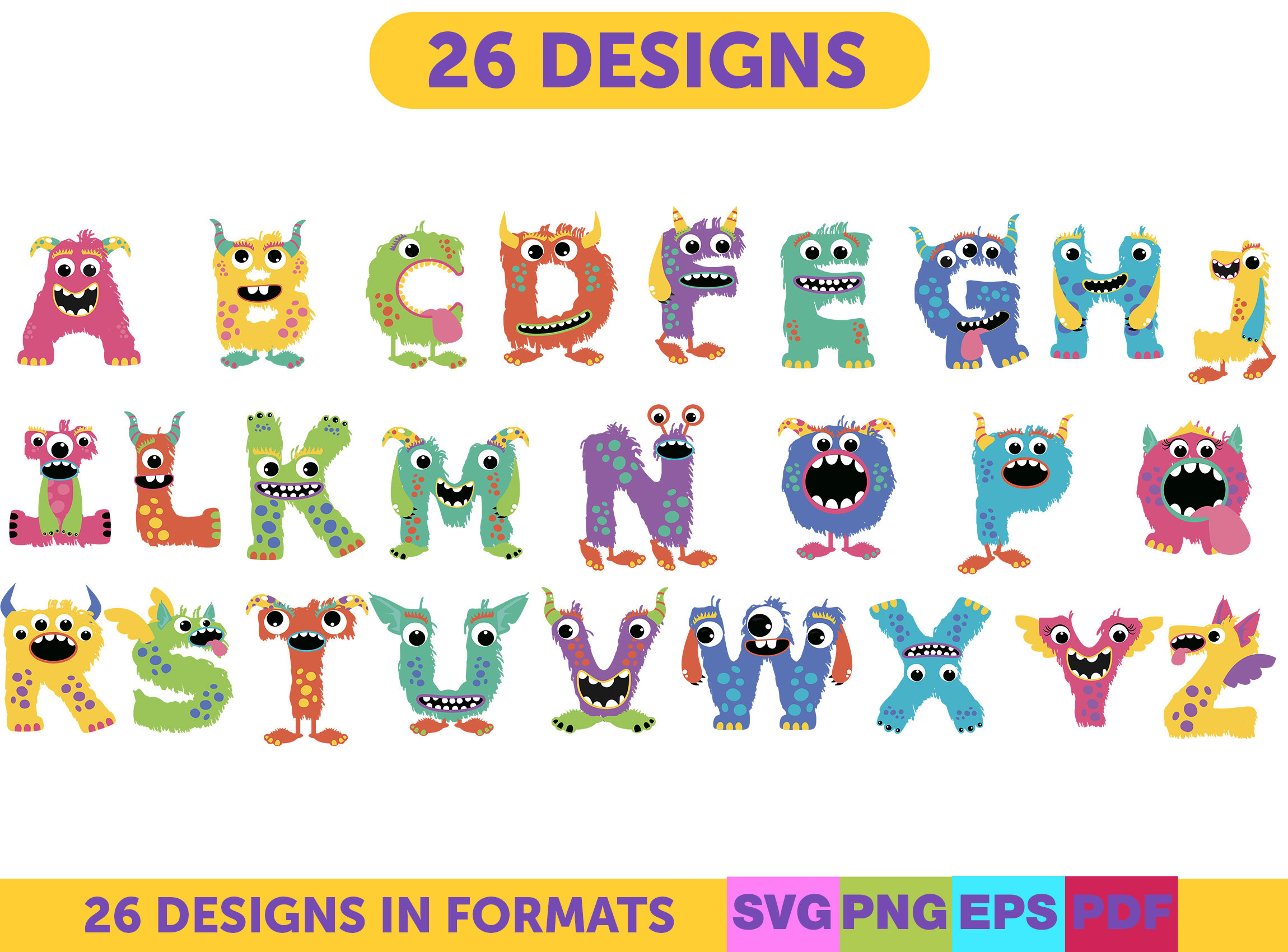 Alphabet Svg,Alphabet Animals,Monster Alphabet Svg,Alphabet Png in Printable Monster Alphabet Letters