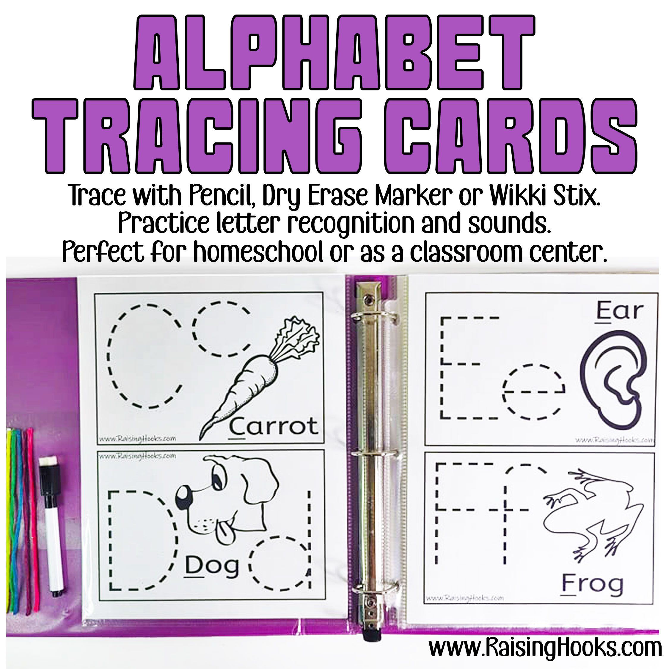 Alphabet Tracing And Flash Cards - Raising Hooks throughout Wikki Stix Alphabet Cards Printable