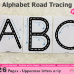 Alphabet Tracing Road Mats Printable, Uppercase Letters Writing Throughout Road Letters Alphabet Printable