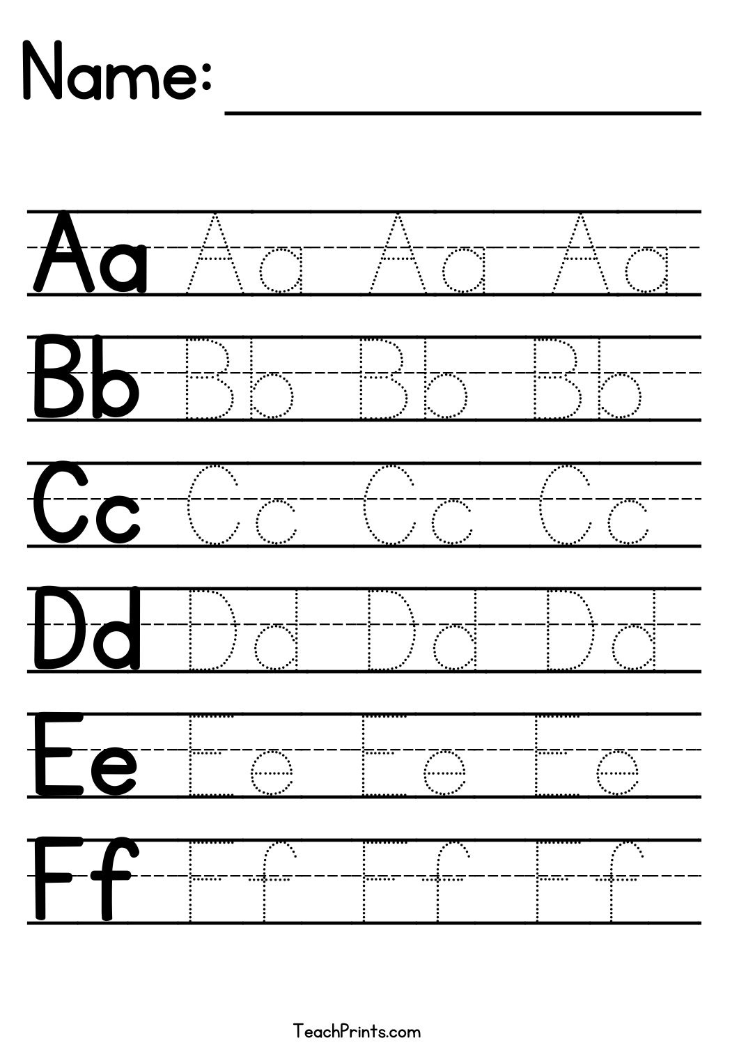 Alphabet Tracing Worksheets - Free Printables - Teach Prints pertaining to Printable Letters Of The Alphabet For Tracing