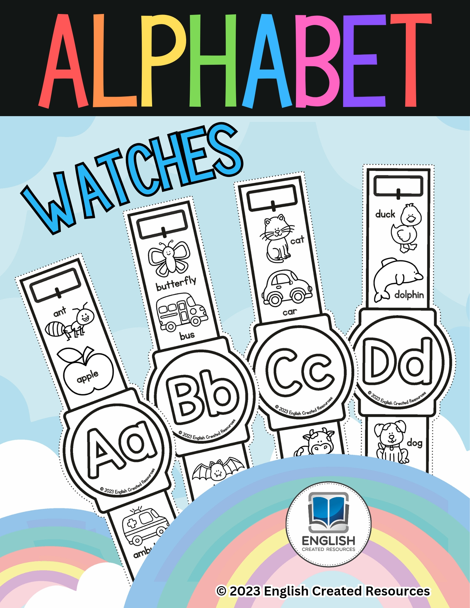 Alphabet Watches - English Created Resources in Free Printable Alphabet Watches