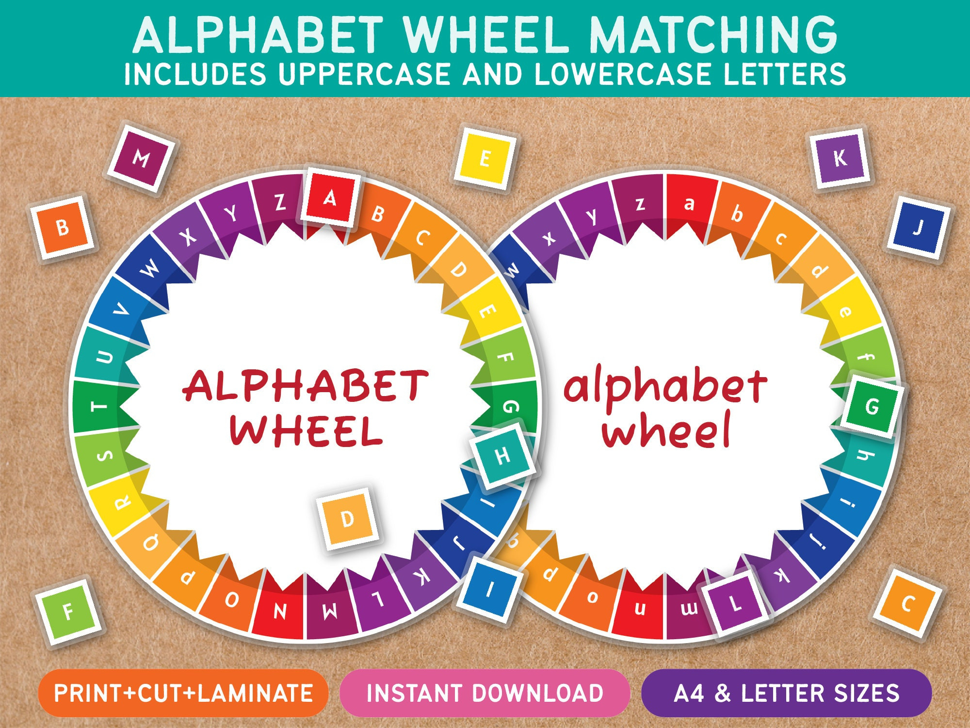 Alphabet Wheel Matching Uppercase Lowercase Letters Printable in Alphabet Wheel Free Printable