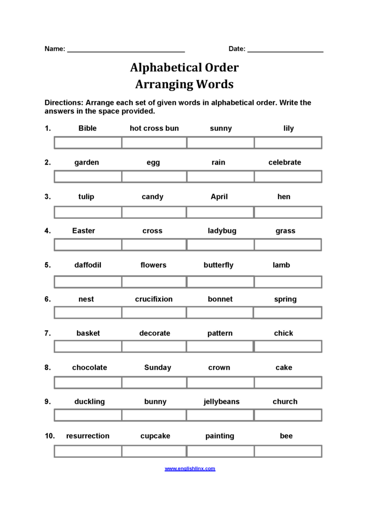 Printable Alphabetical Order Worksheets