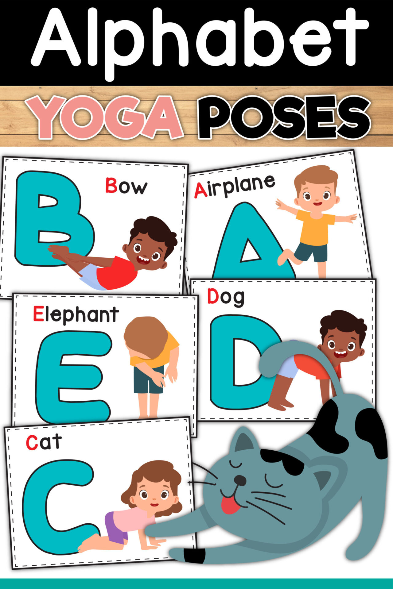 Alphabet Yoga Cards! throughout Printable Alphabet Yoga Cards
