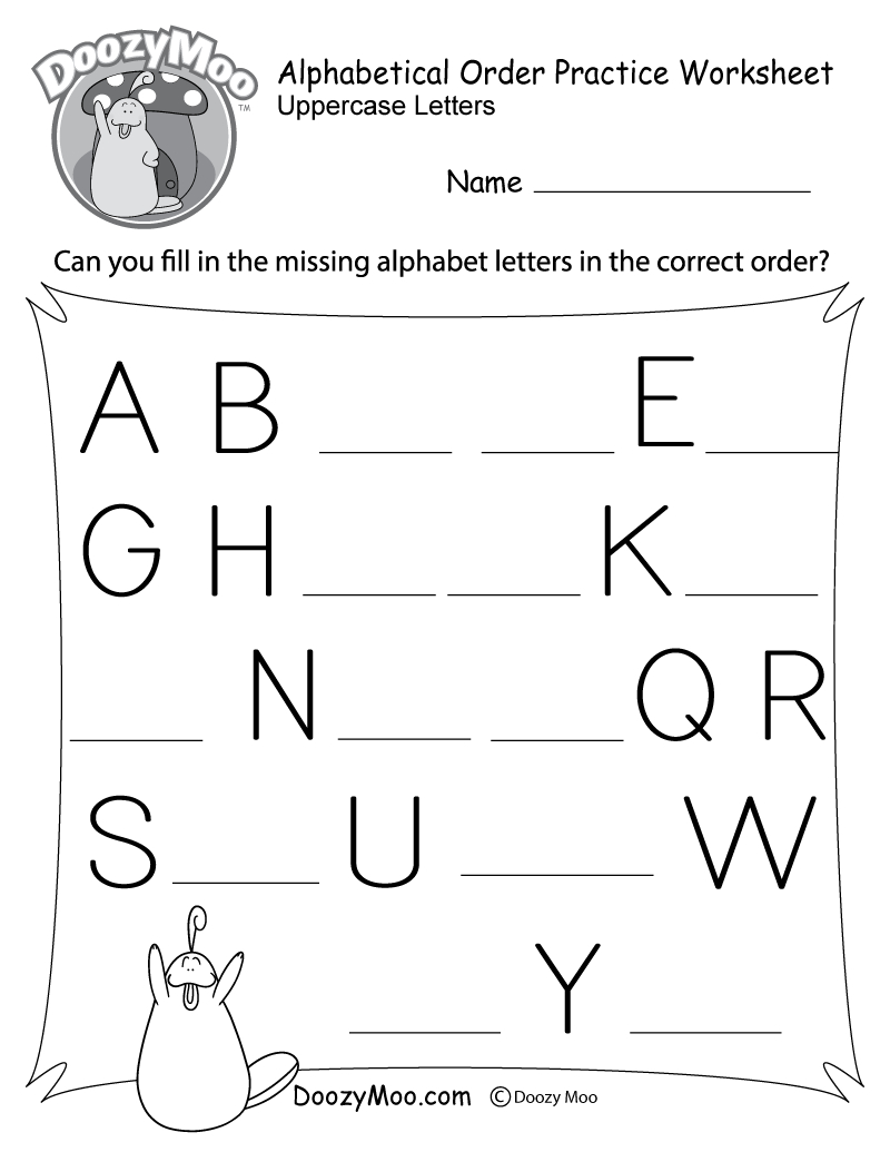 Alphabetical Order Practice Worksheet (Free Printable) - Doozy Moo with regard to Alphabet Practice Sheets Printable