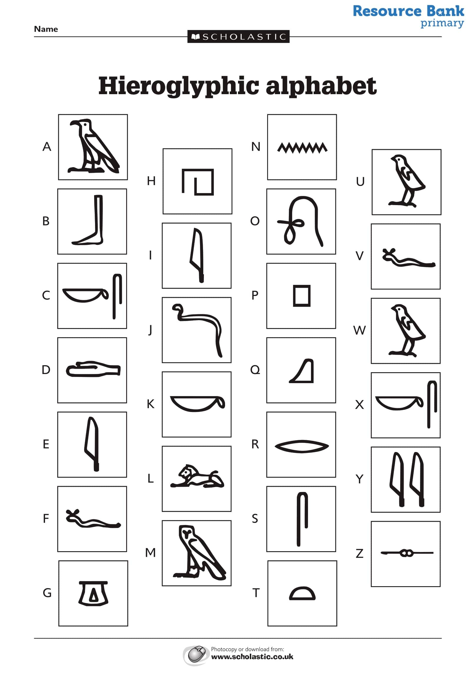 Ancient Egypt Resource: Crack The Hieroglyphic Code - Hope Blog intended for Free Printable Hieroglyphics Alphabet