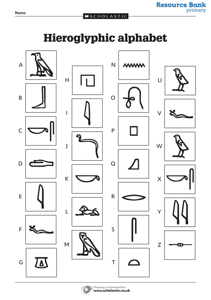 Hieroglyphics Alphabet Printable Free