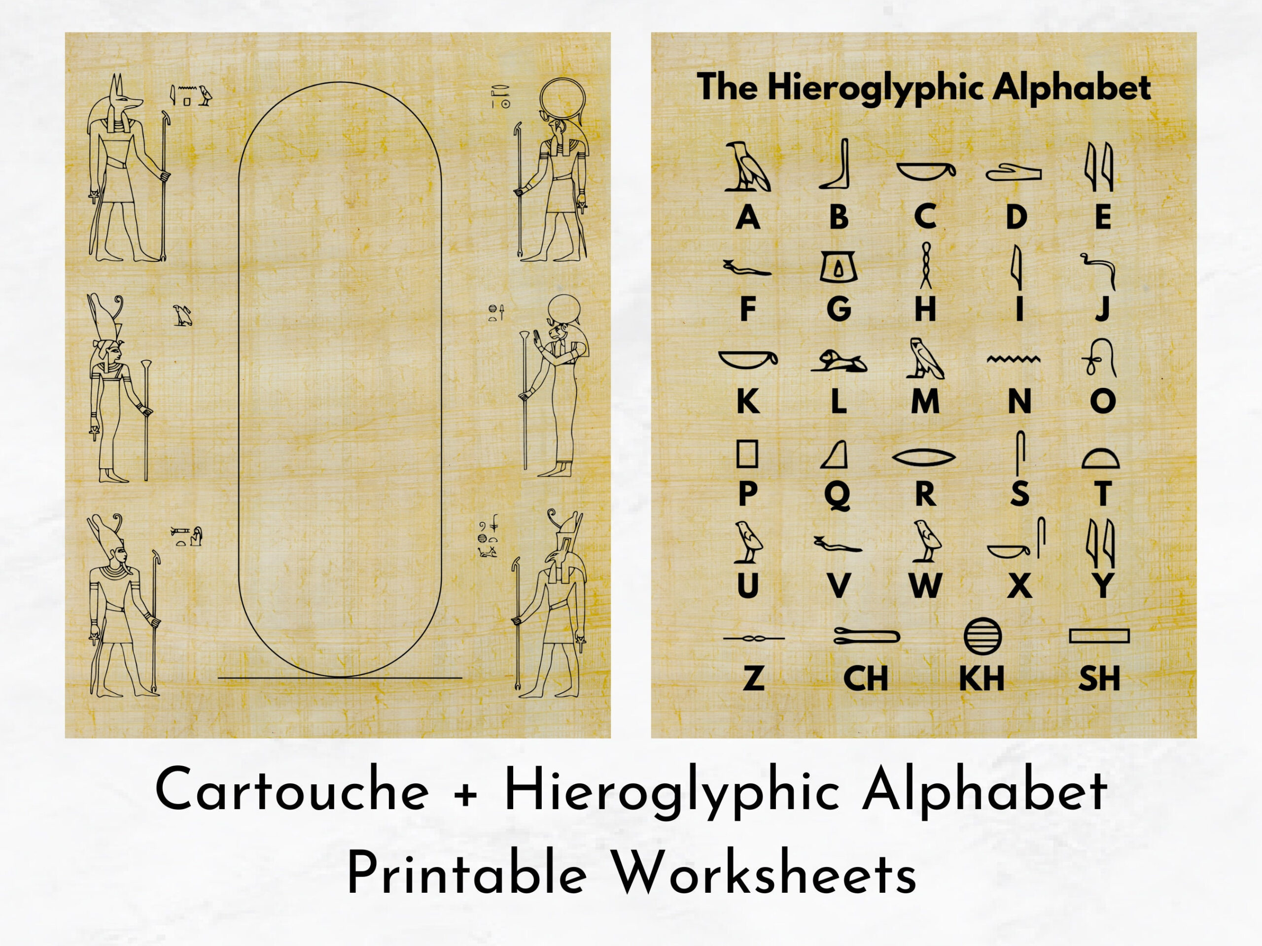 Ancient Egyptian Hieroglyphic Alphabet Cartouche Printable in Printable Hieroglyphics Alphabet Chart